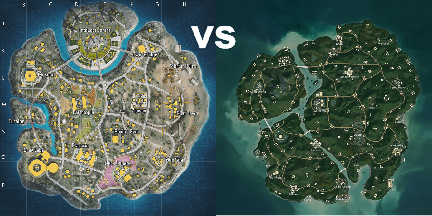 Free Fire vs PUBG Mobile Map