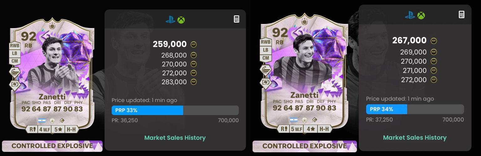 zanetti fut birthday icon card coin price