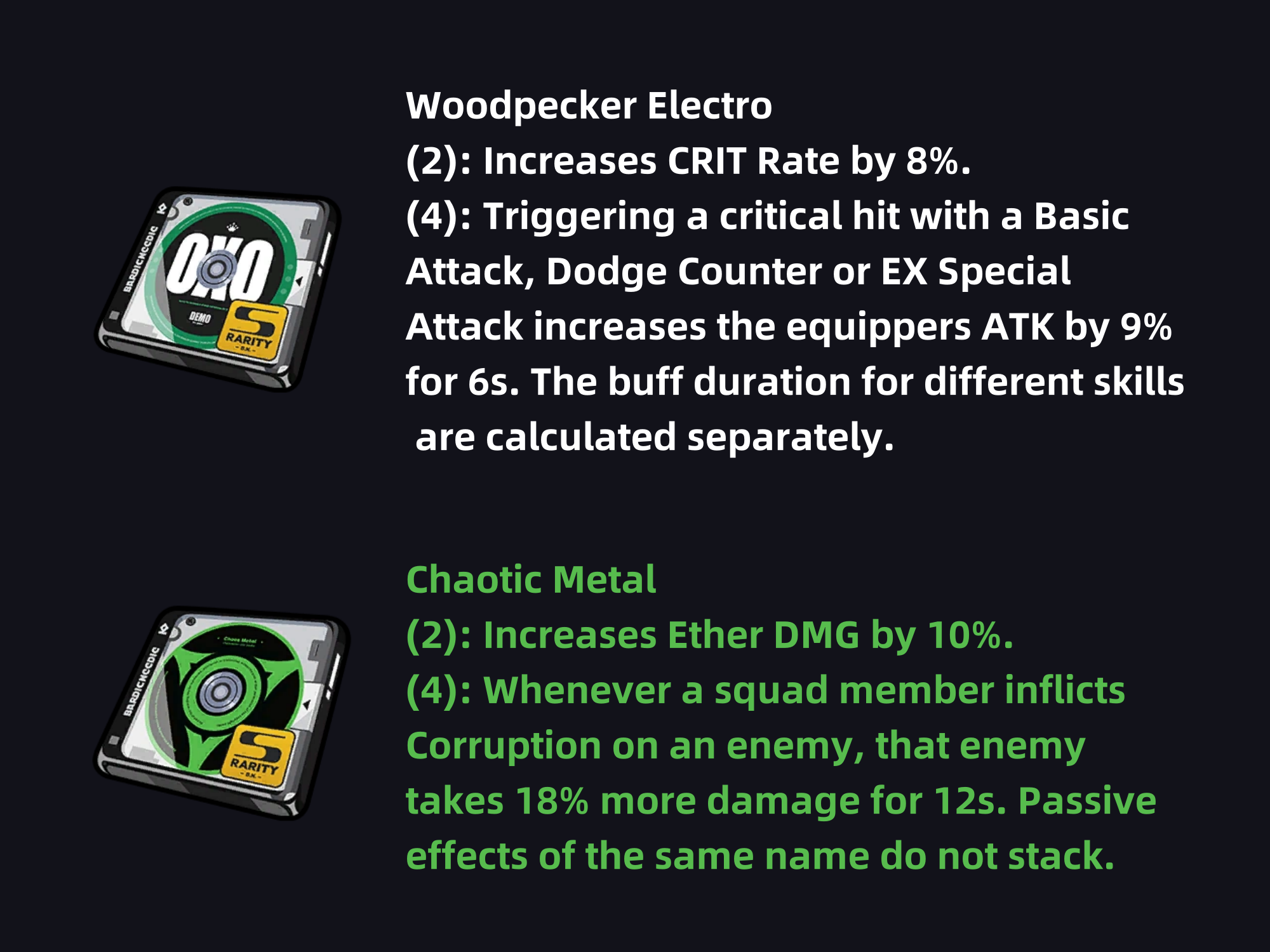 Woodpecker Electro + Chaotic Metal zenless zone zero drive discs