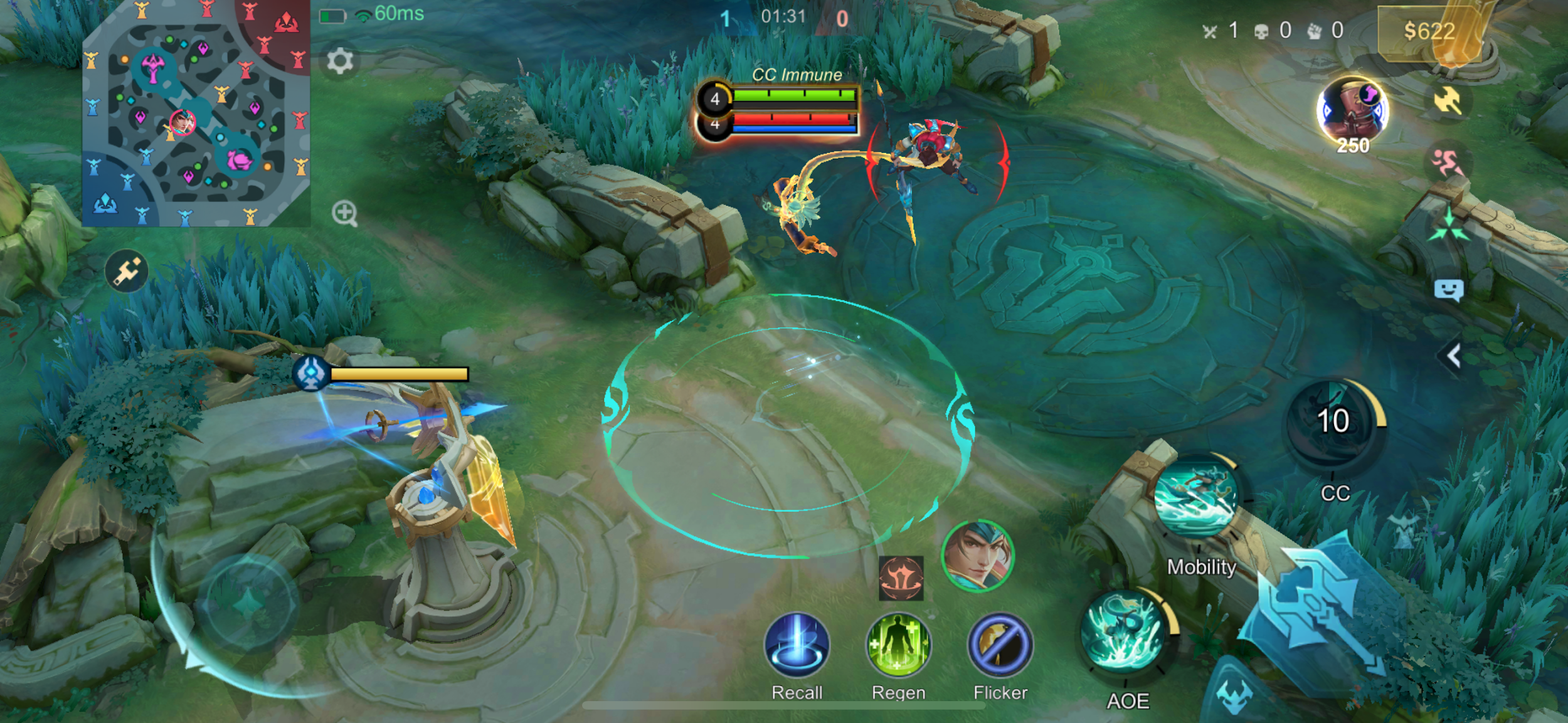 Kalea pulling enemy inside tower using her ultimate