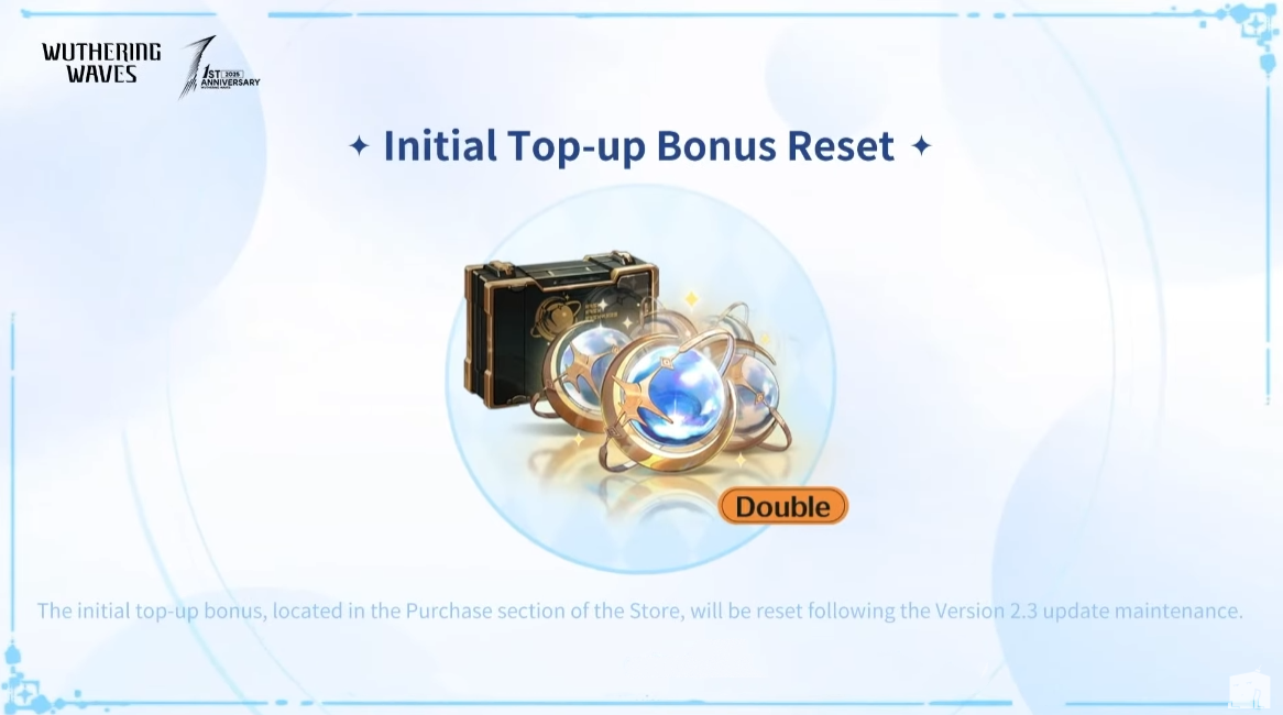 Wuthering Waves Initial Top-up Bonus Reset