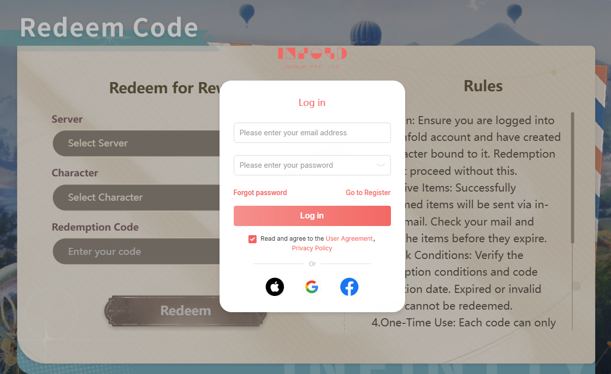 redeem infinity nikki codes on the website