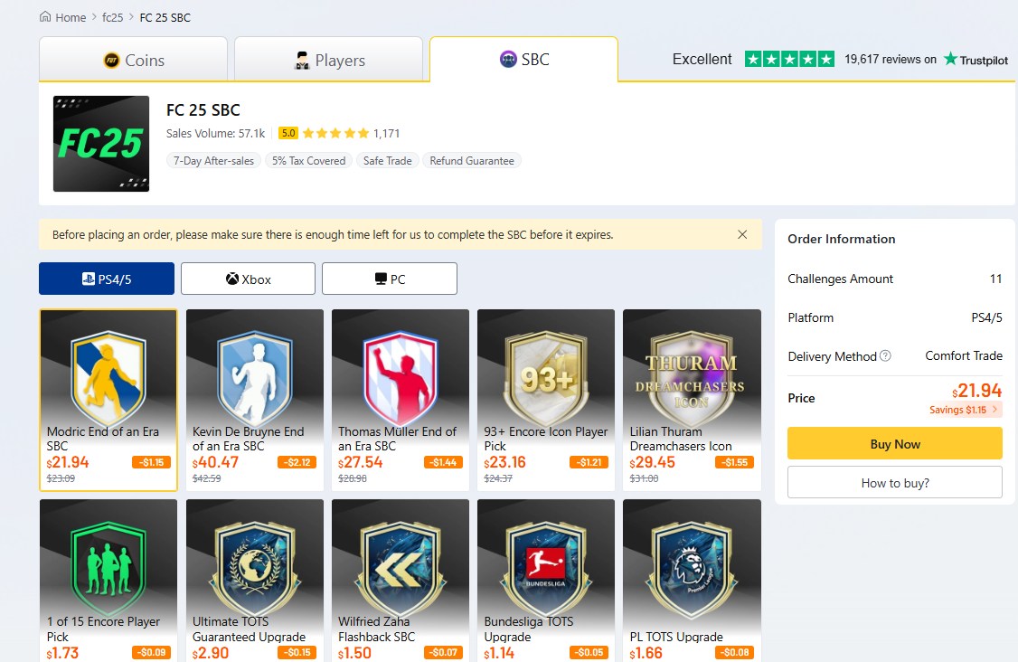Lootbar FC25 SBC