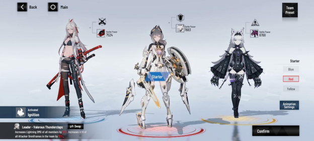 Alt text: Meta Lightning Team: Alpha: Crimson Weave, Nanami: Star Trail, Number 21: Feral