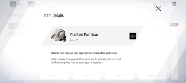Alt text: Phantom Pain Scar: Phantom Pain Cage main reward
